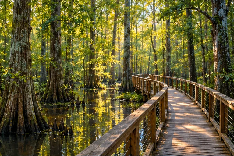 Illustrative scene inspired by Congaree National Park