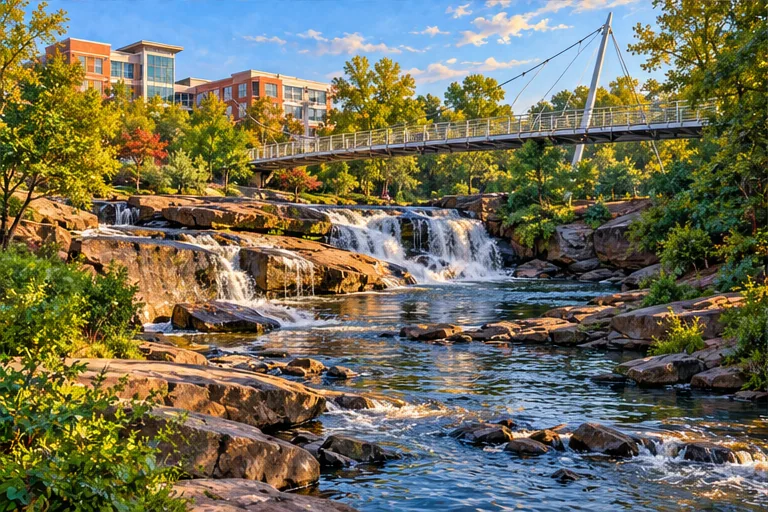 Illustrative scene inspired by Greenville river walk