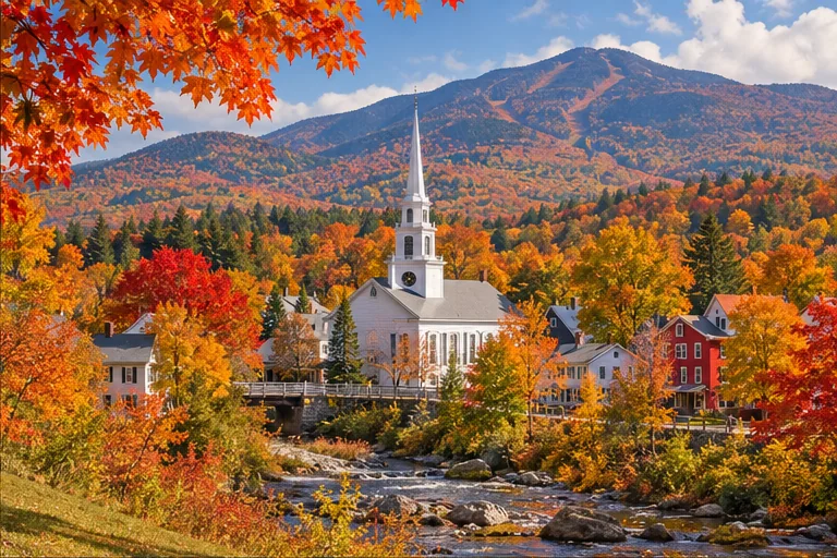 Illustrative scene inspired by Stowe mountain village