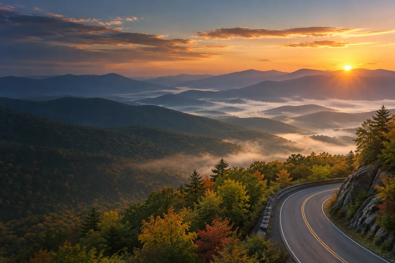 Mountain scenery along a western road