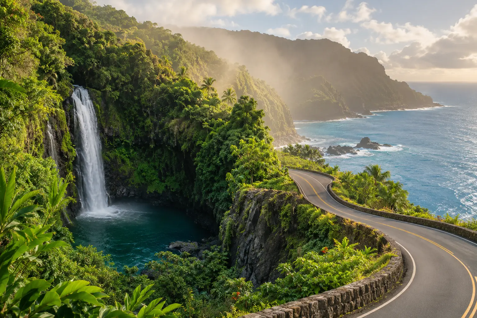 Regional landscape near Maui, Hawaii; not a live view of the route