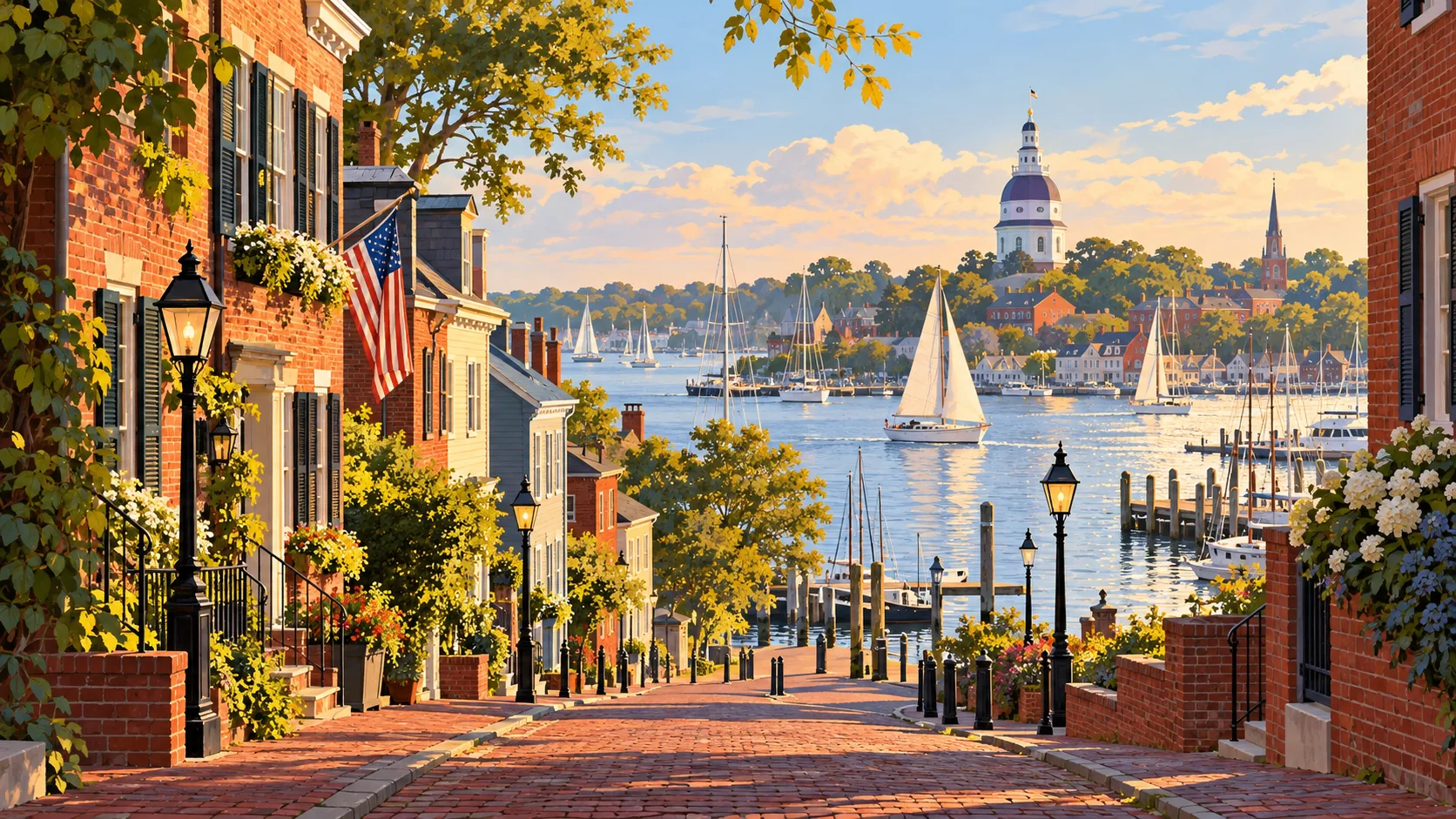 Illustrative scene inspired by Annapolis waterfront
