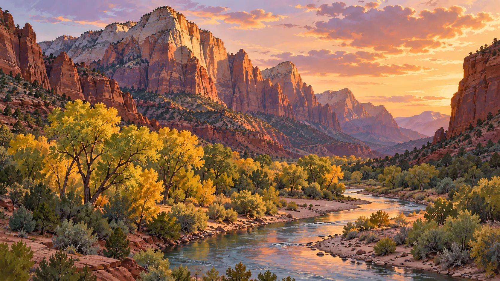 Illustrative scene inspired by Zion National Park