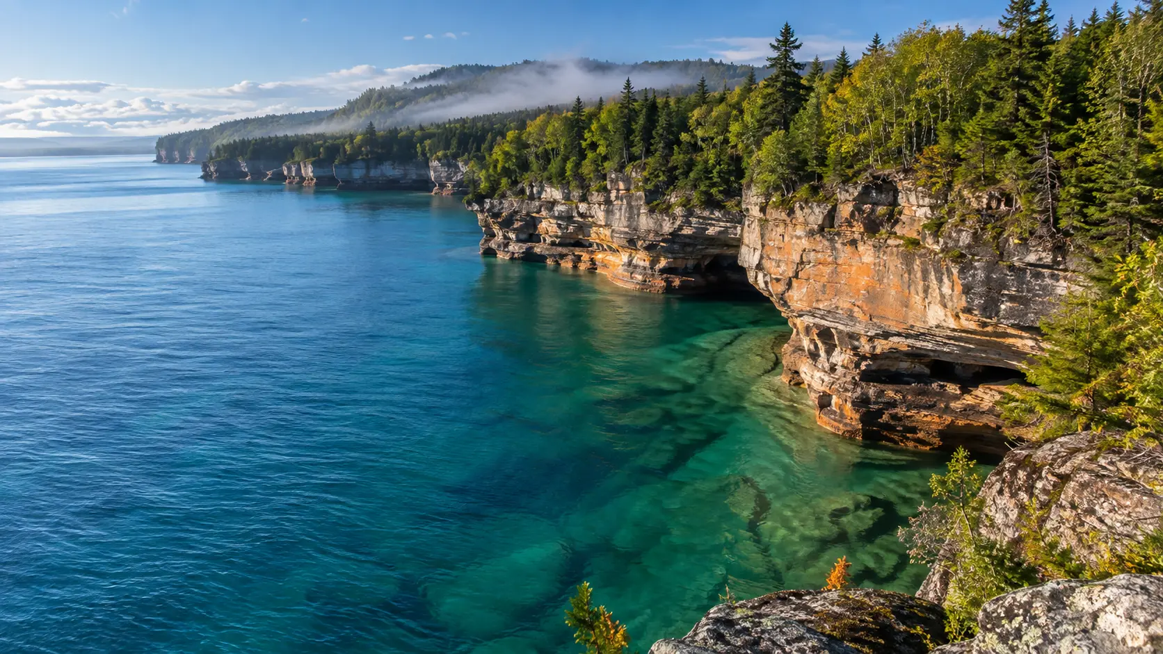 Regional landscape near Keweenaw Peninsula, Michigan; not a live view of the route