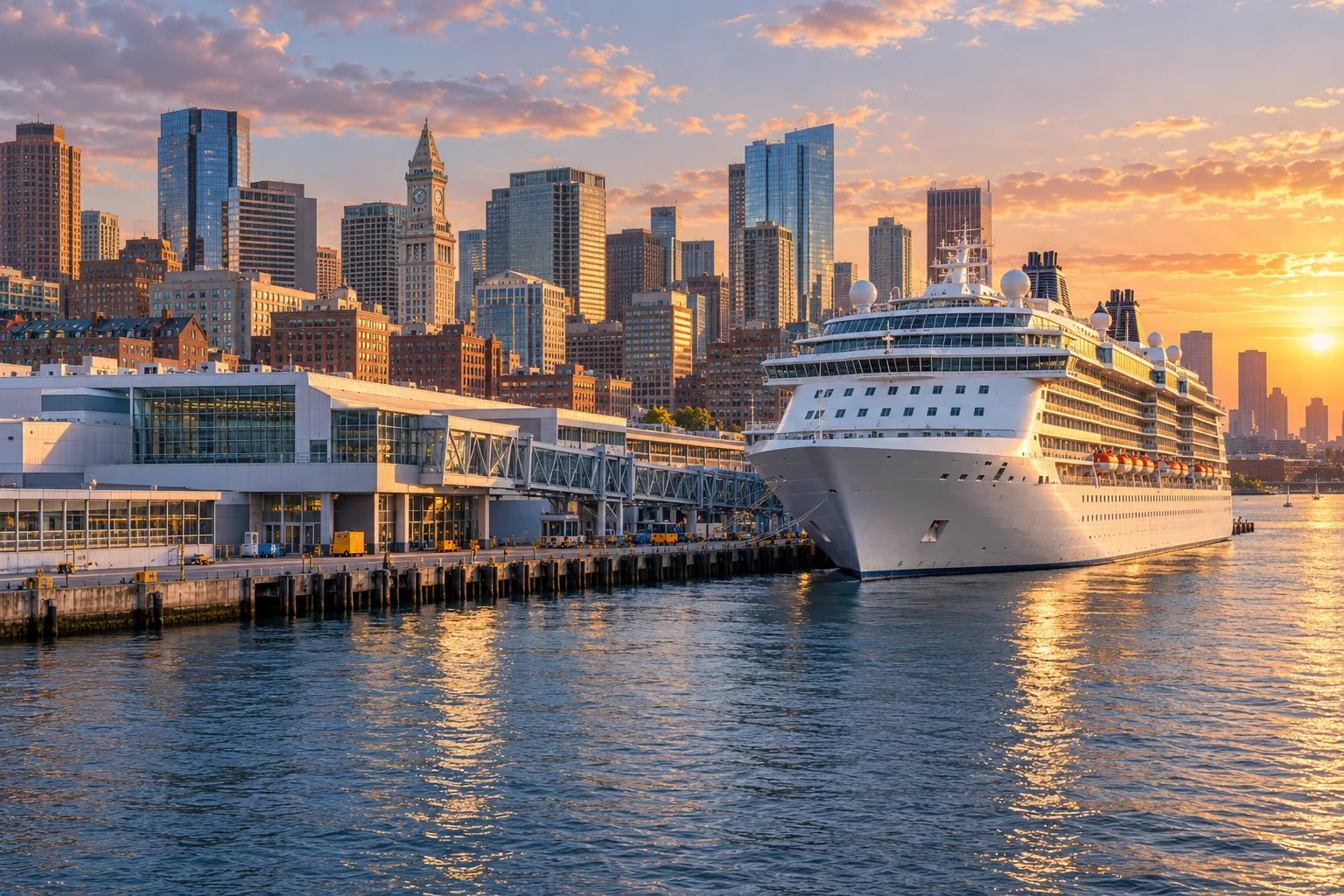 Illustrative cruise departure scene for Boston, Massachusetts