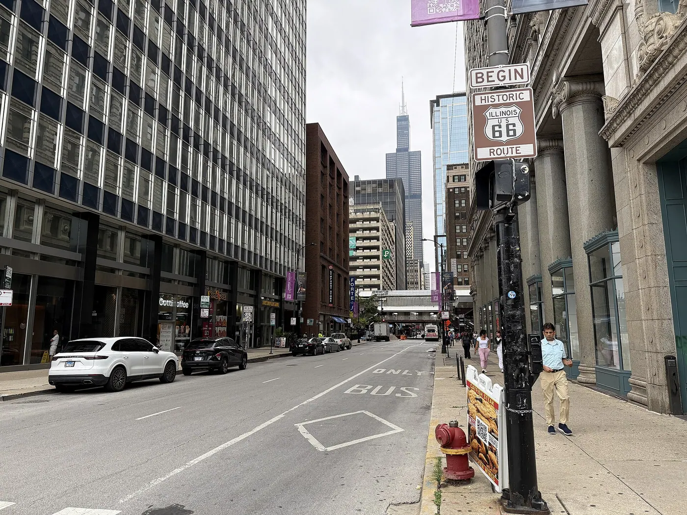 Chicago start marker — Adams Street WB past Michigan Avenue Chicago