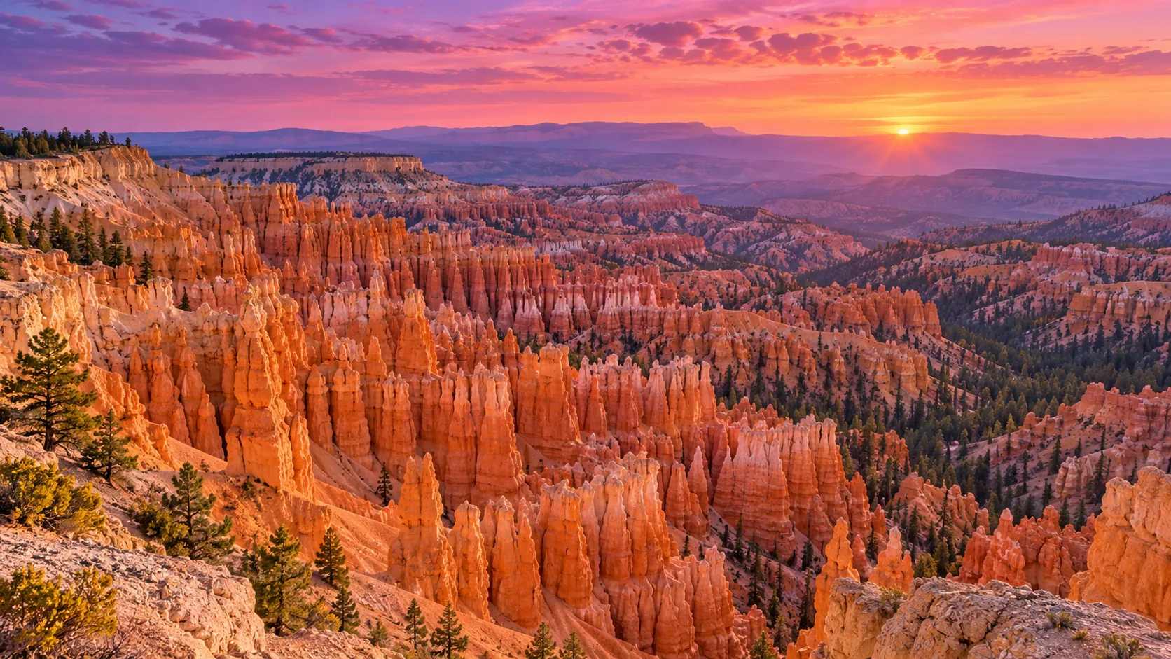 Illustrative scene inspired by Bryce Canyon