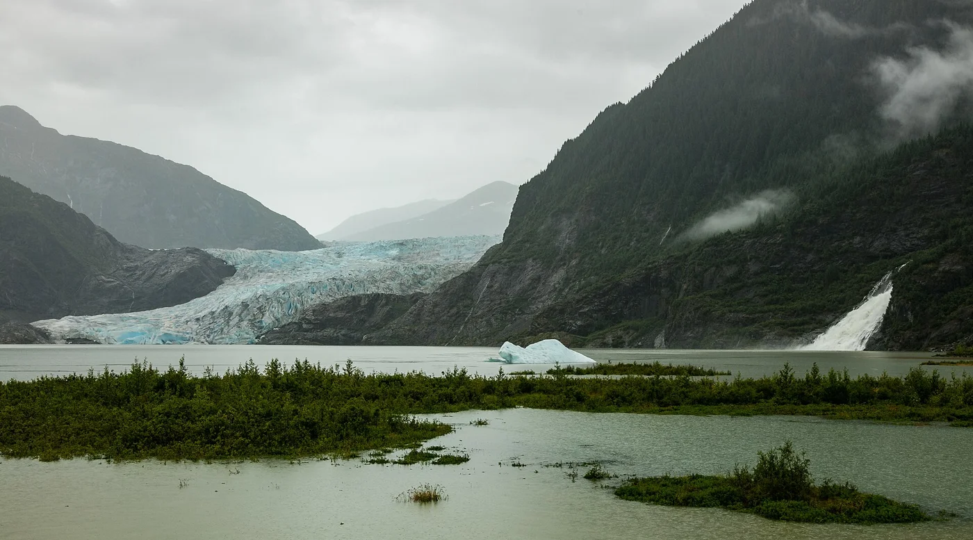 Mendenhall Glacier and Nugget Falls near Juneau