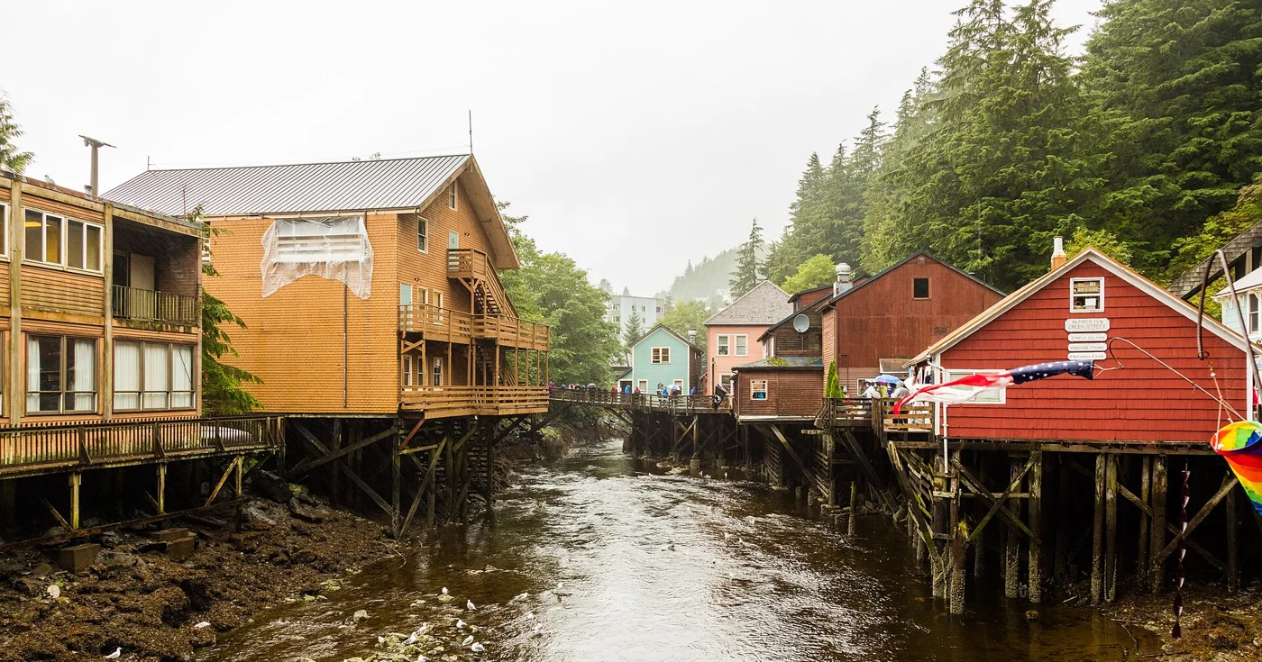 Colorful buildings along Creek Street in Ketchikan