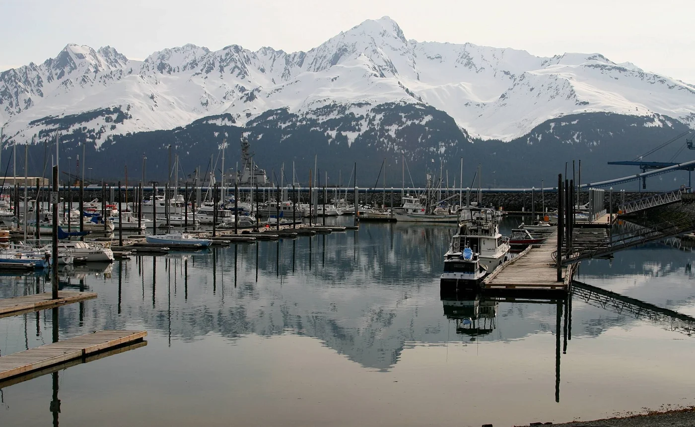 Seward harbor and mountain scenery