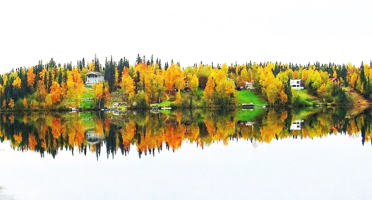 Autumn reflections on Lucile Lake in Wasilla