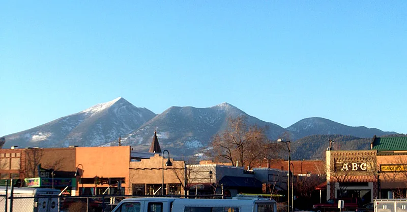 Downtown Flagstaff and the San Francisco Peaks