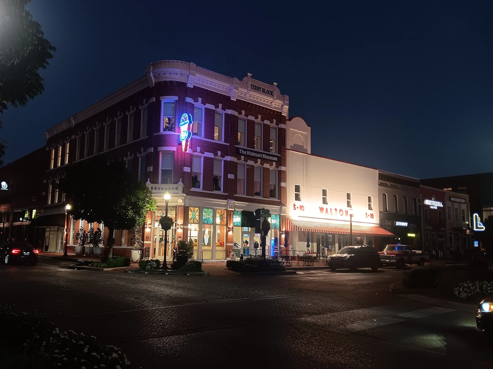 Downtown Bentonville at blue hour
