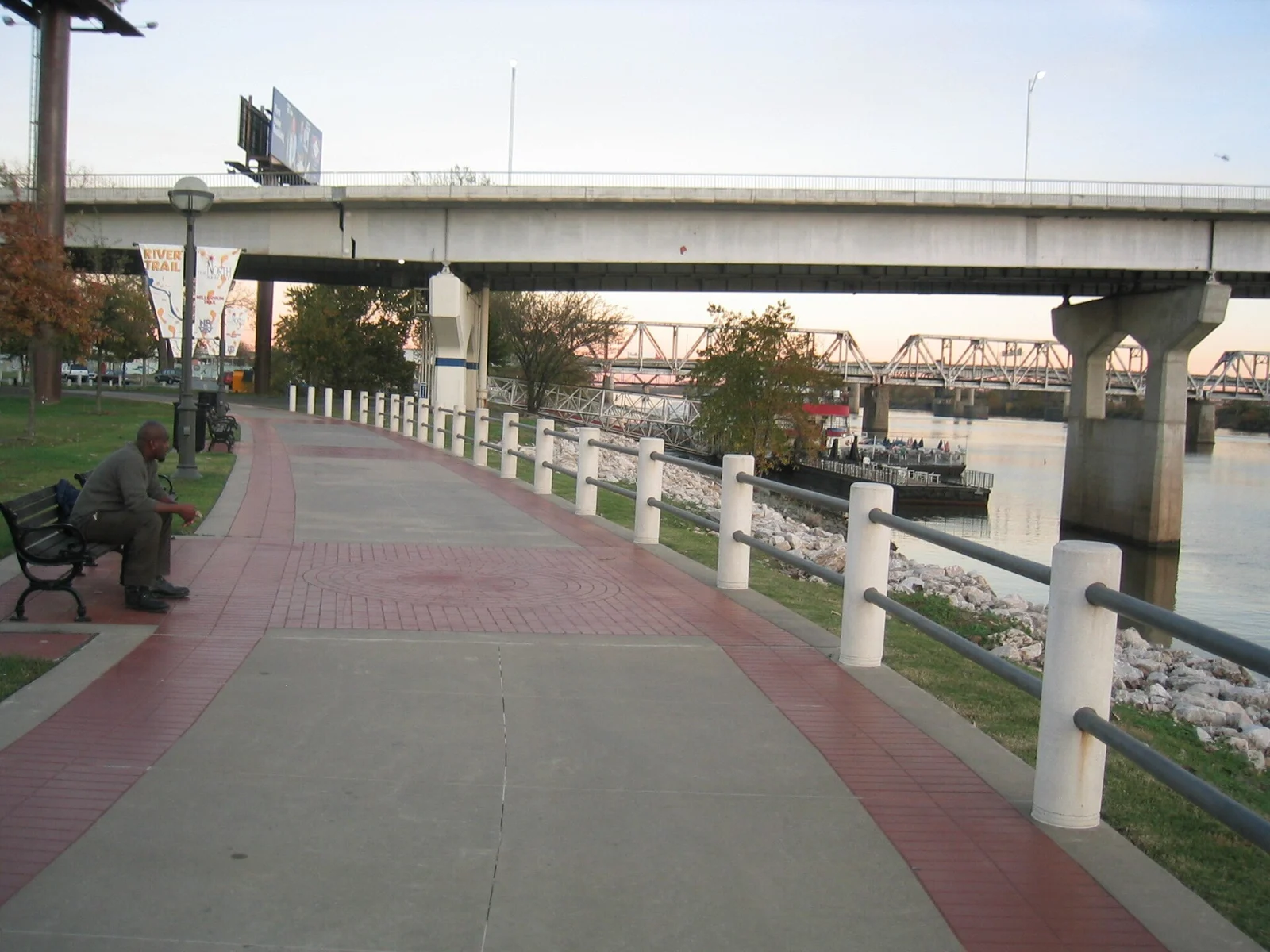 Public riverfront path in North Little Rock, Arkansas