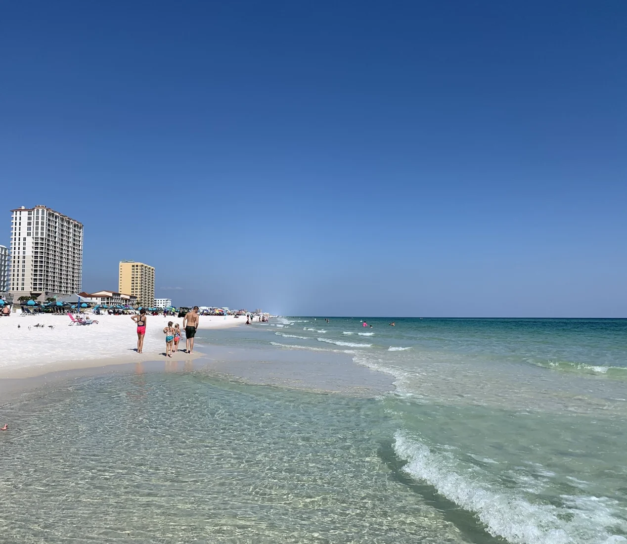 White sand and clear water at Pensacola Beach