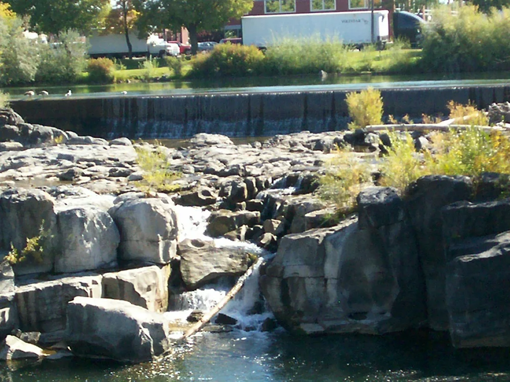 The Snake River and riverfront in Idaho Falls, Idaho