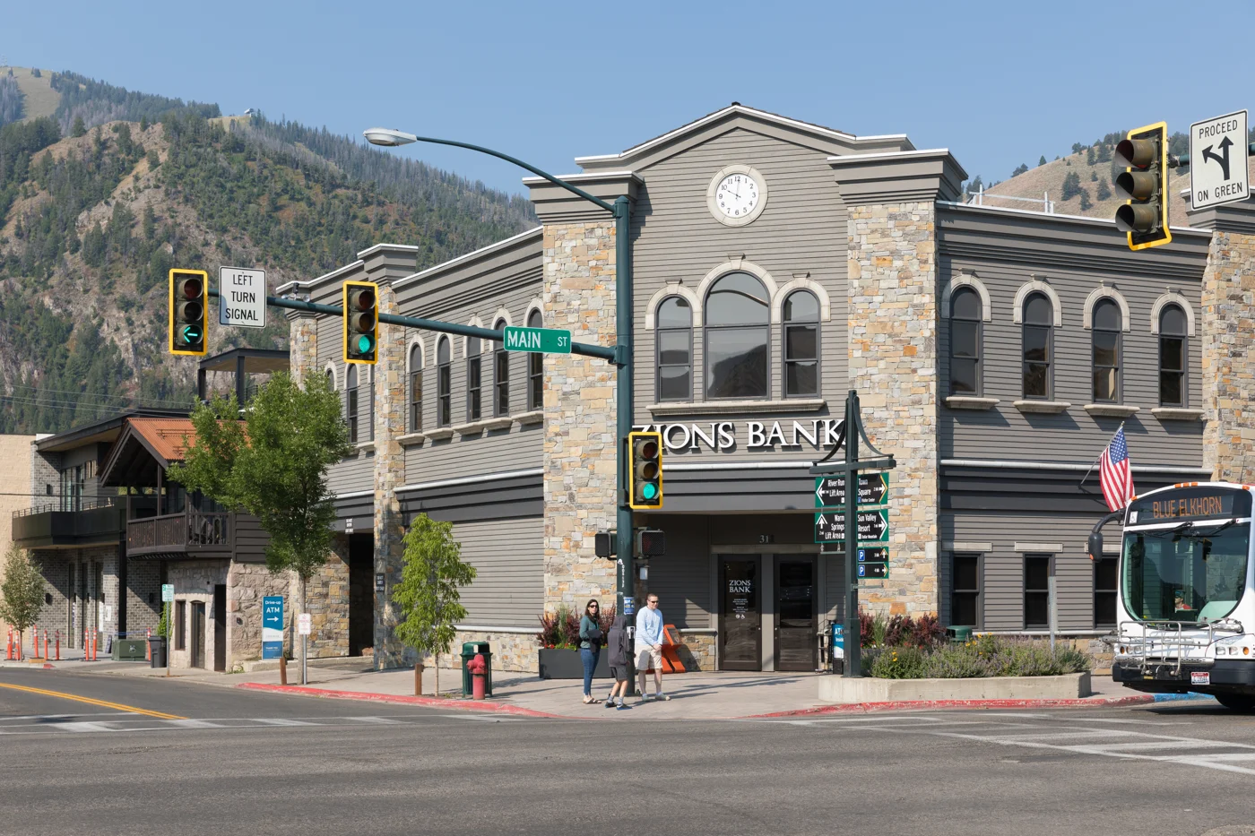 A street view in Ketchum with its mountain setting, Idaho