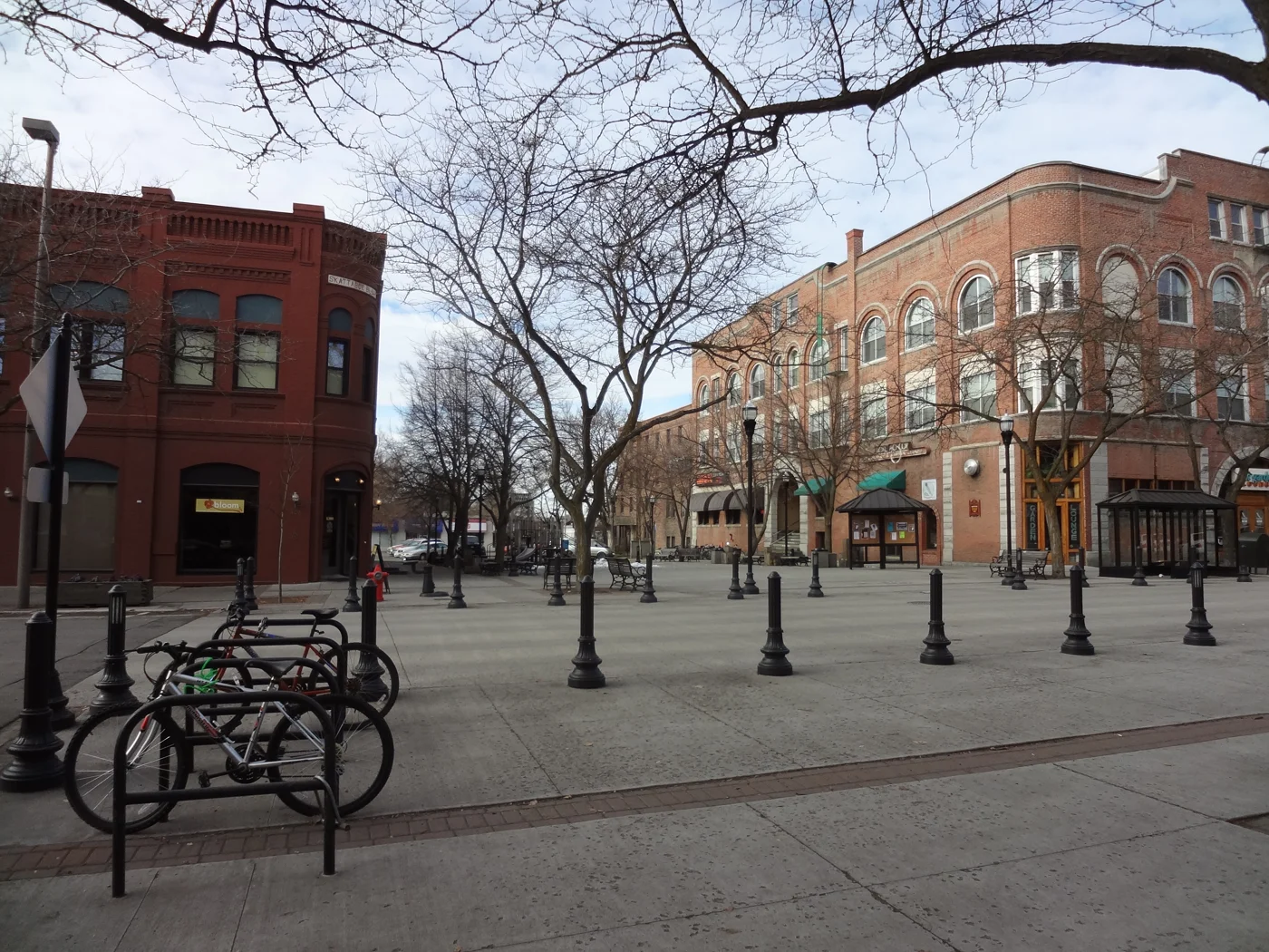 Historic downtown buildings on Main Street in Moscow, Idaho