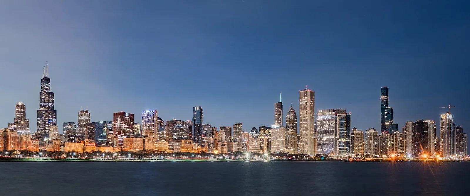 Chicago skyline beside Lake Michigan