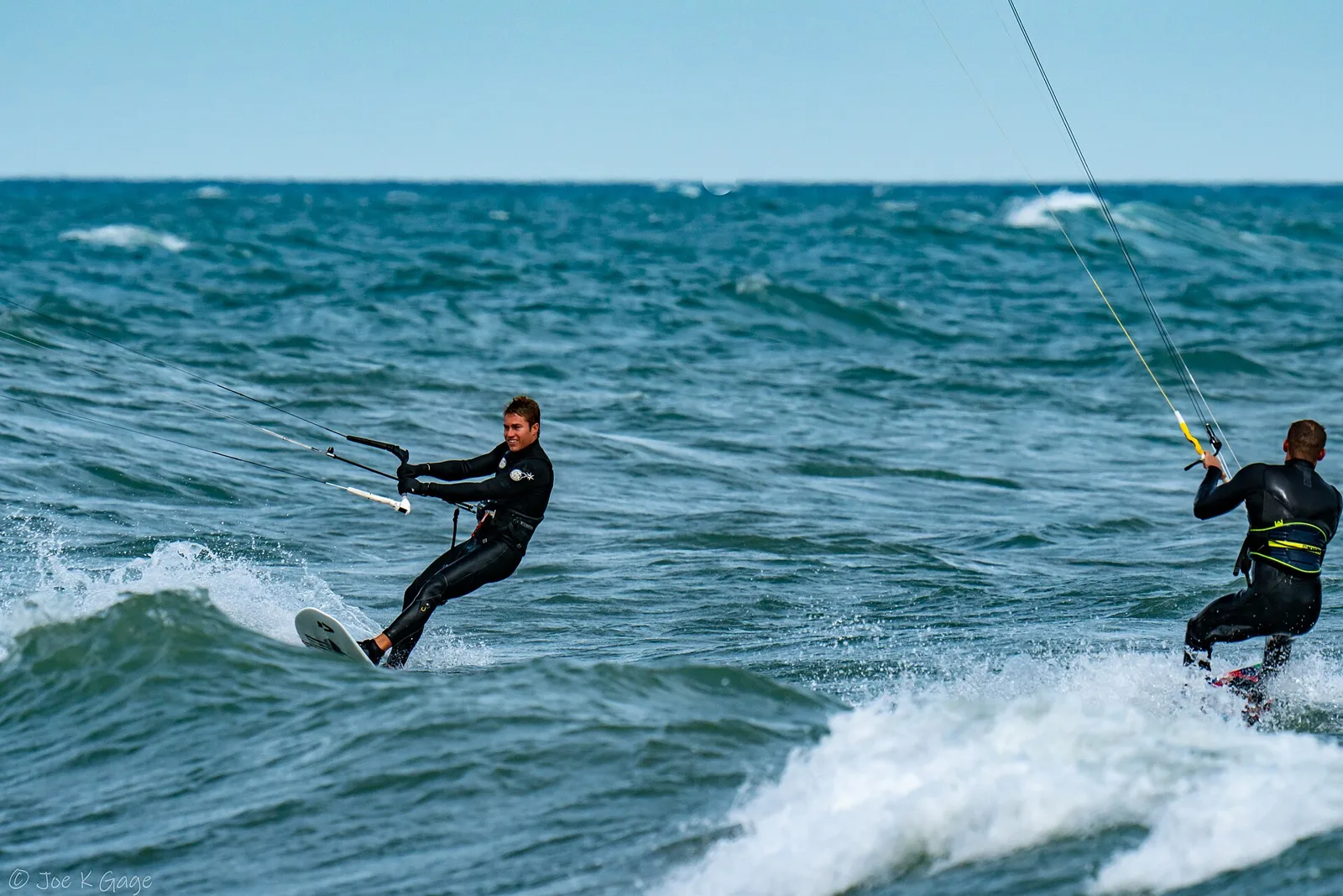Kiteboarders on Lake Michigan at Waukegan