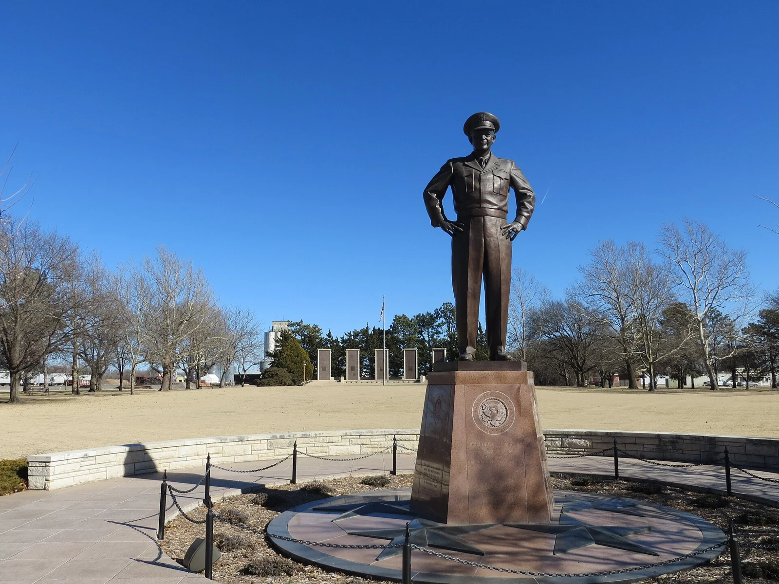 Dwight D. Eisenhower statue at the presidential library campus in Abilene
