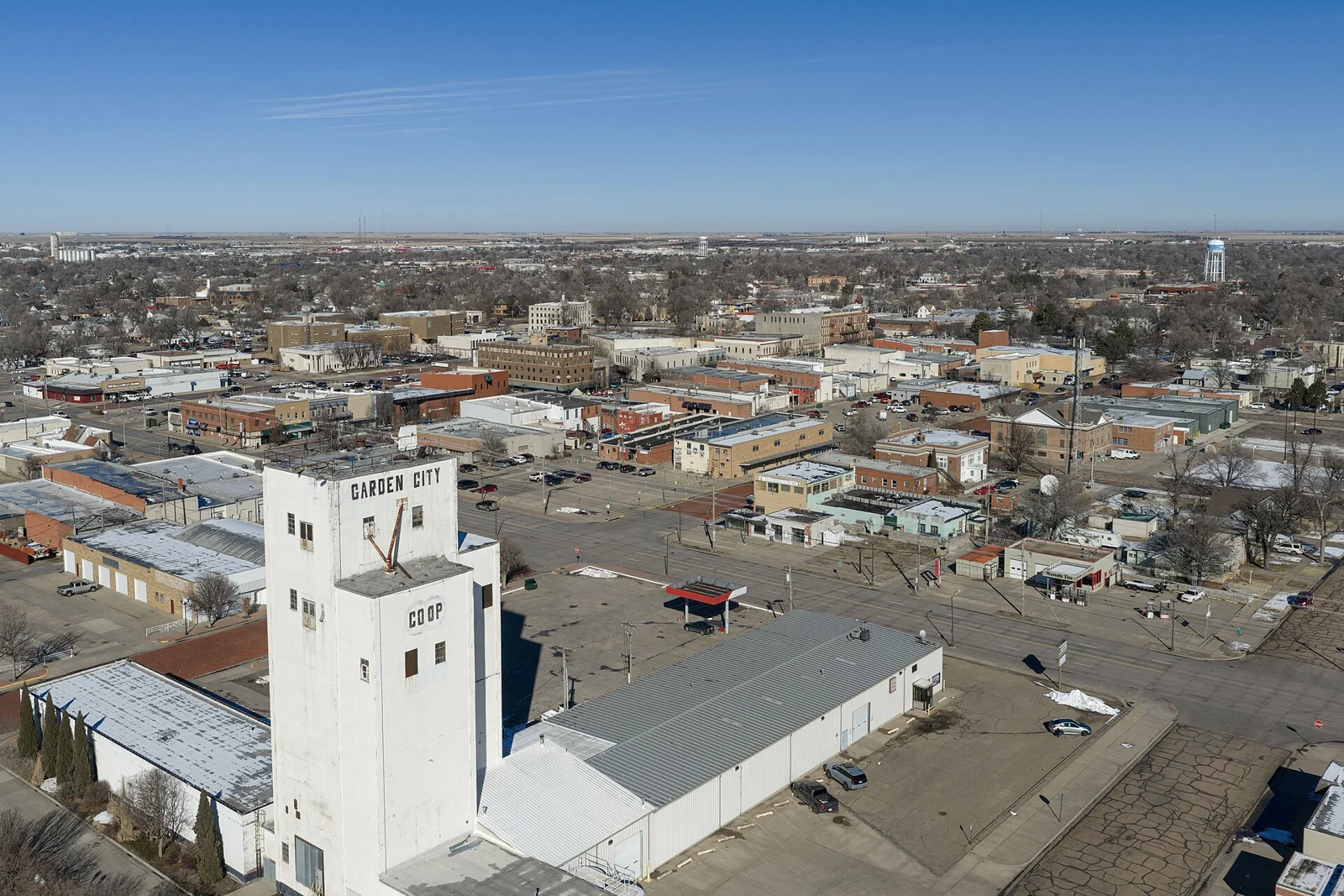 Aerial view of downtown Garden City, Kansas