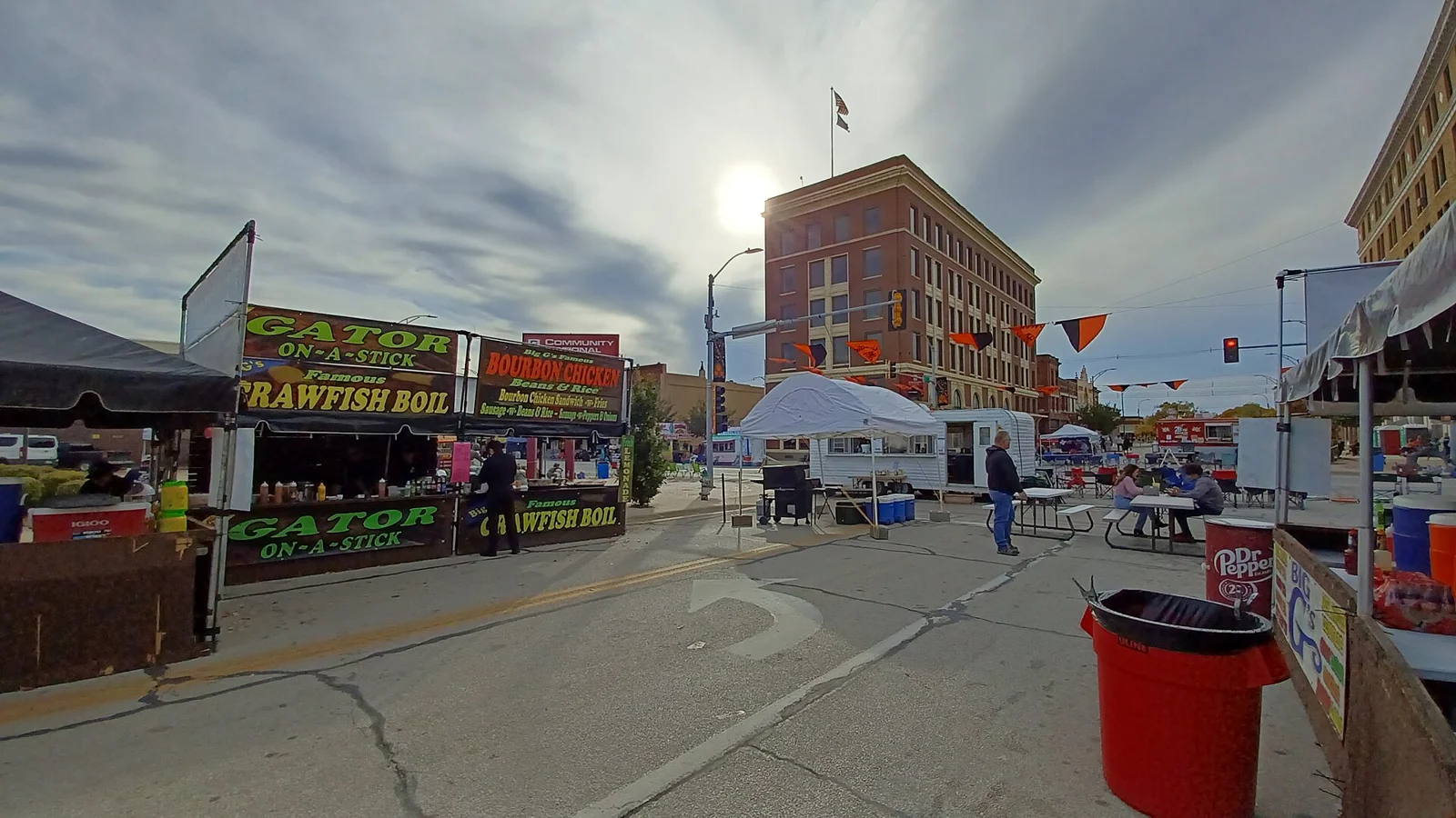 Food vendors on a downtown street in Independence, Kansas