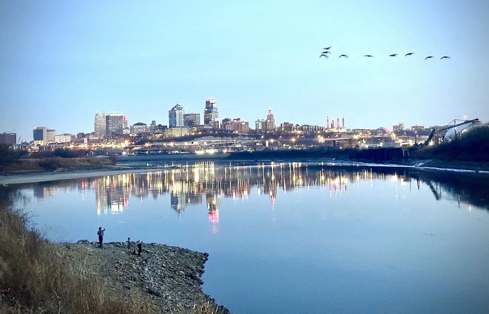 Kansas and Missouri river confluence from Kaw Point Park in Kansas City, Kansas