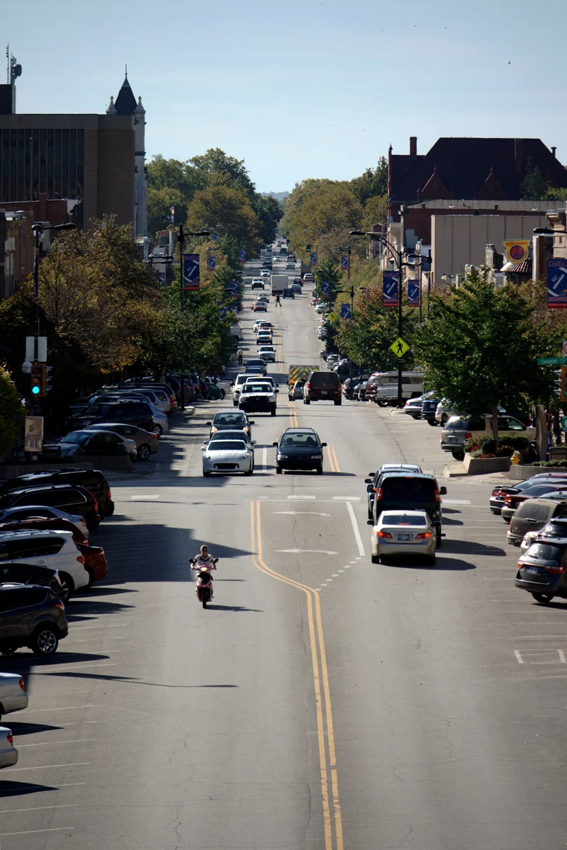 Massachusetts Street in downtown Lawrence, Kansas