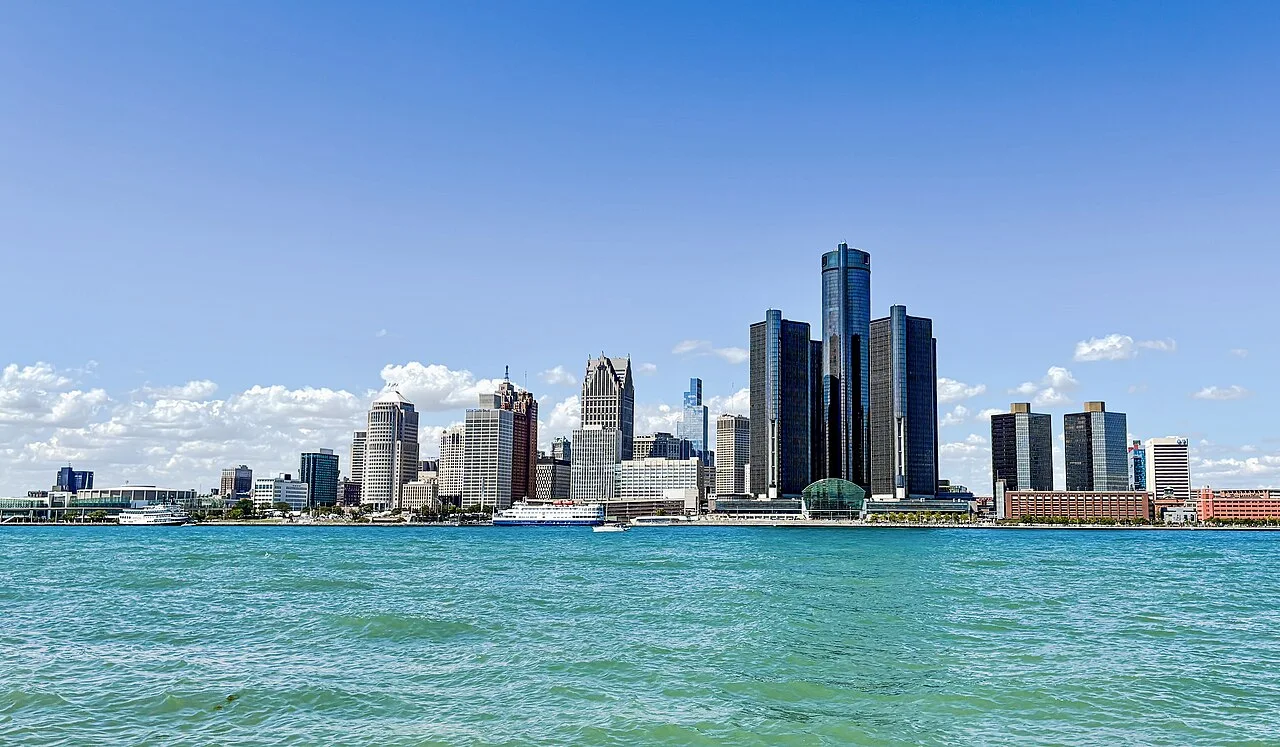Detroit skyline from across the Detroit River