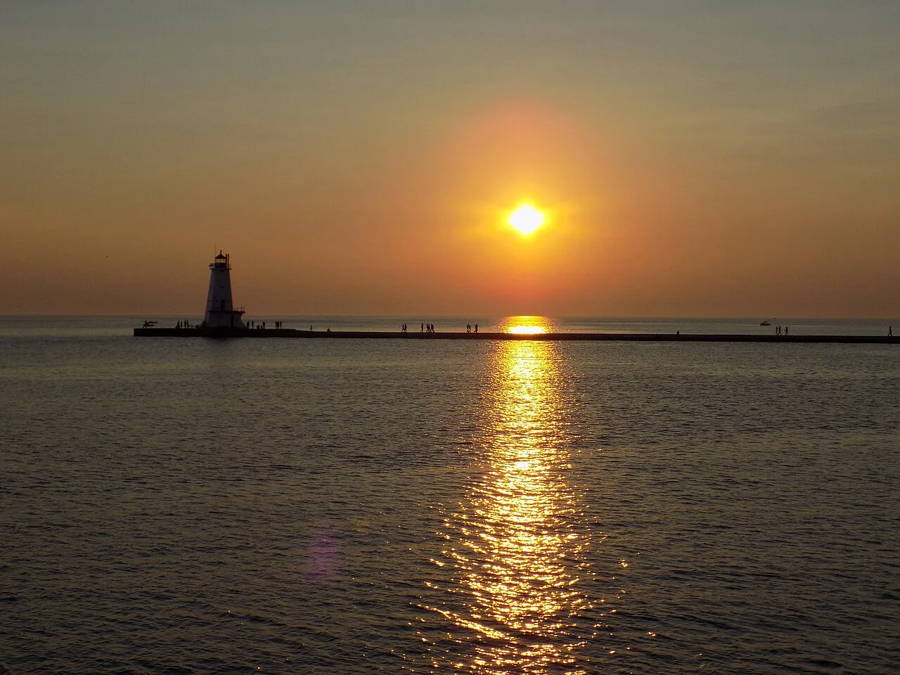Ludington lighthouse at sunset