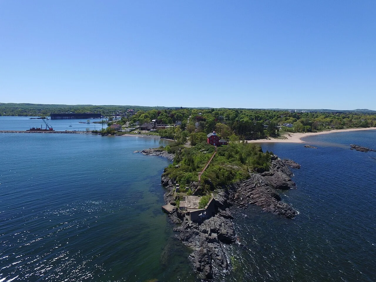 Marquette Harbor Lighthouse and Lake Superior shoreline