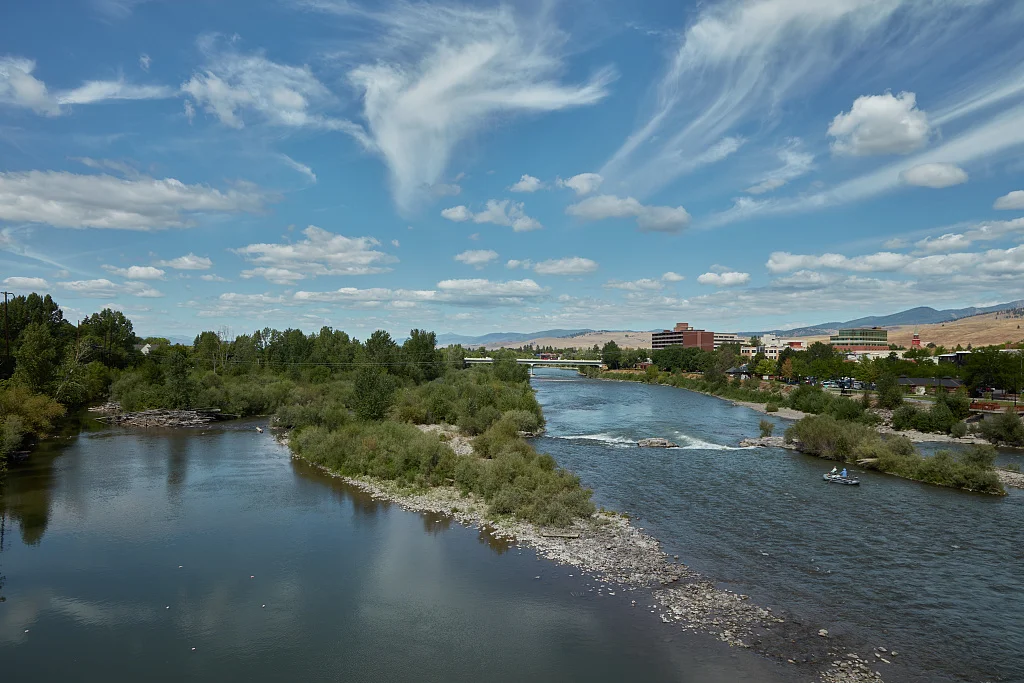 The Clark Fork River and downtown Missoula, Montana