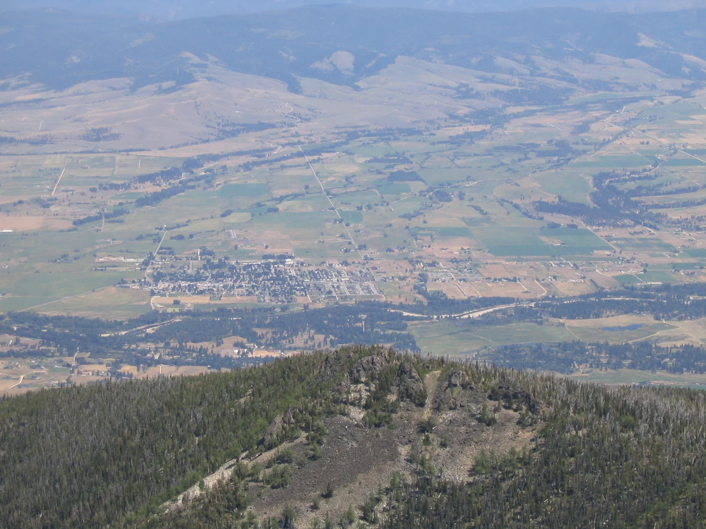 Stevensville, the Bitterroot River and the Bitterroot Valley viewed from St. Mary’s Peak, Montana