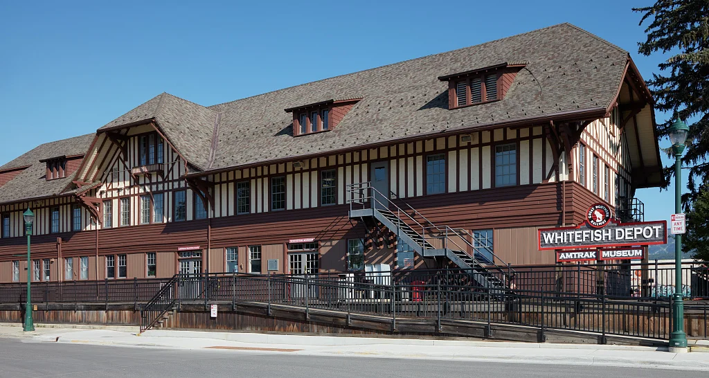 The Great Northern Railway depot in Whitefish, Montana