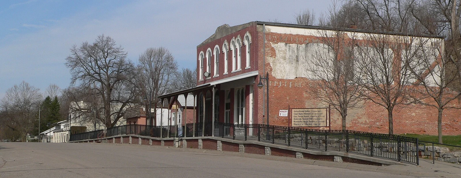Historic storefronts on Main Street in Brownville, Nebraska
