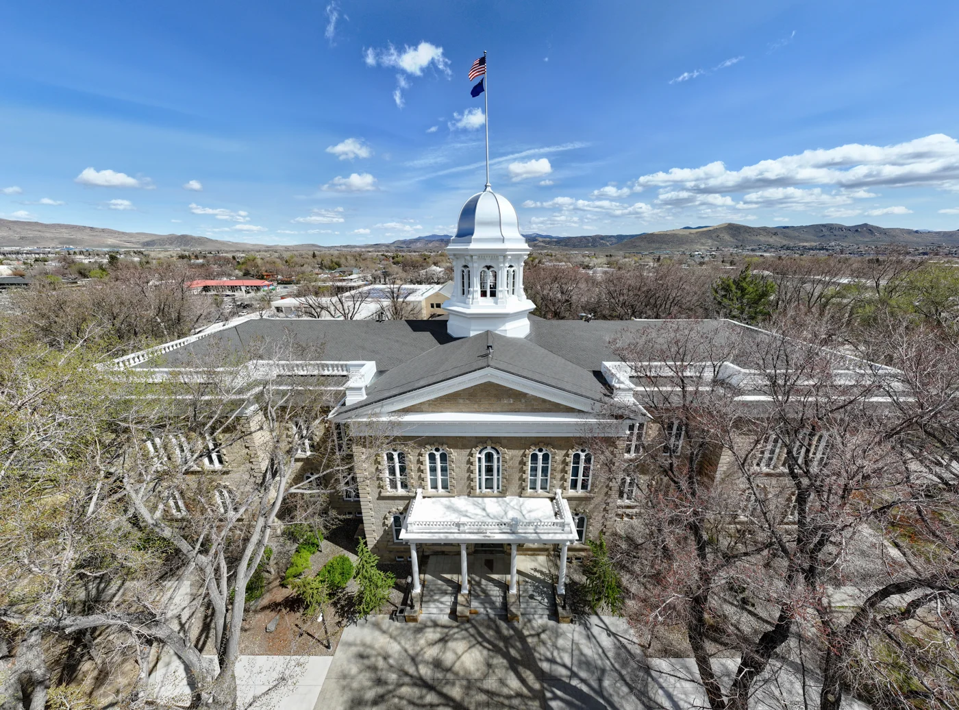 The Nevada State Capitol building and grounds in Carson City