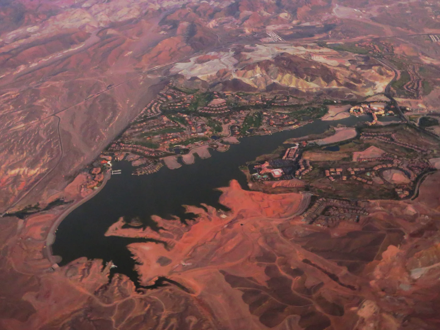 Lake Las Vegas and its surrounding desert landscape in Henderson, Nevada