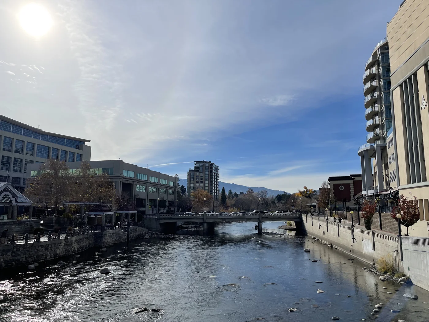 The Truckee River running through downtown Reno, Nevada
