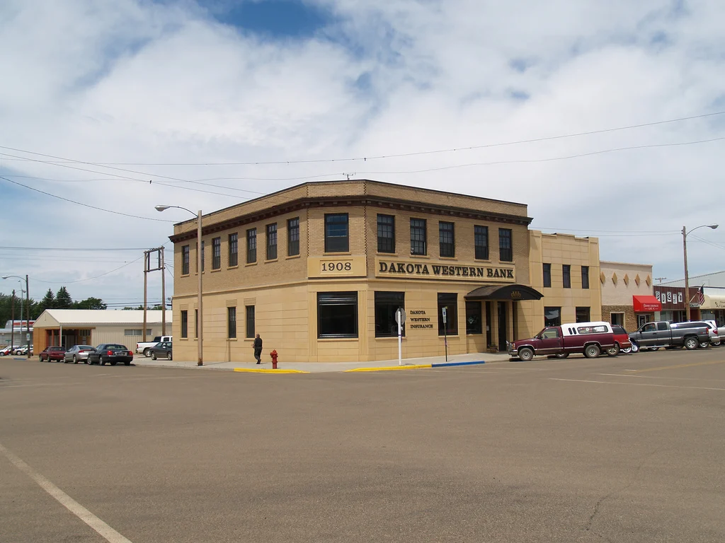 Historic bank building in Bowman, North Dakota