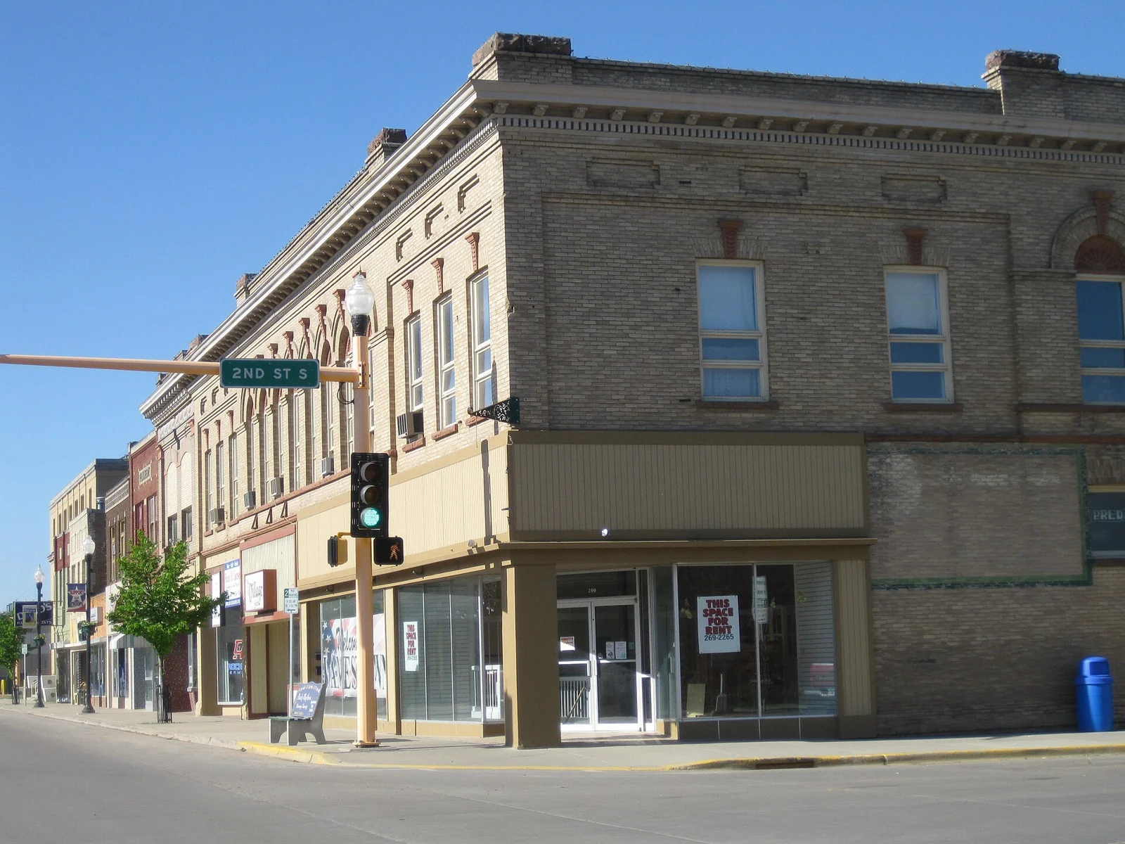 Historic corner building in downtown Jamestown, North Dakota