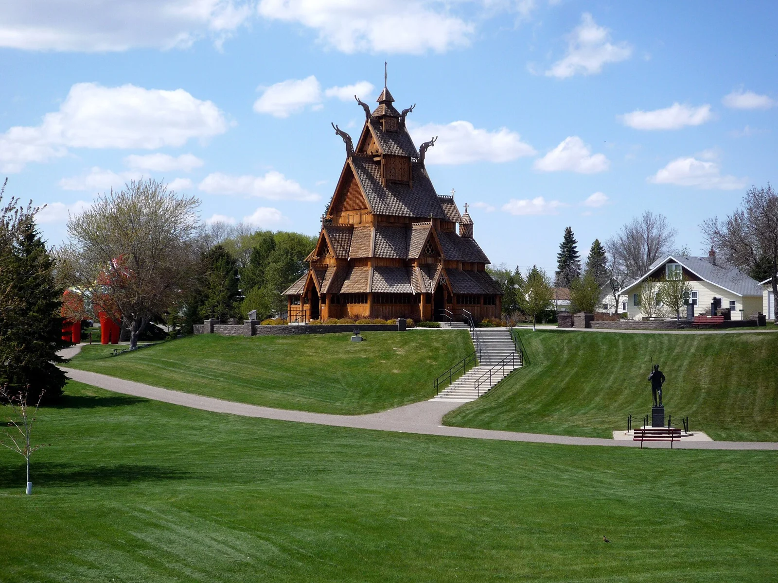 Stave church at Scandinavian Heritage Park in Minot