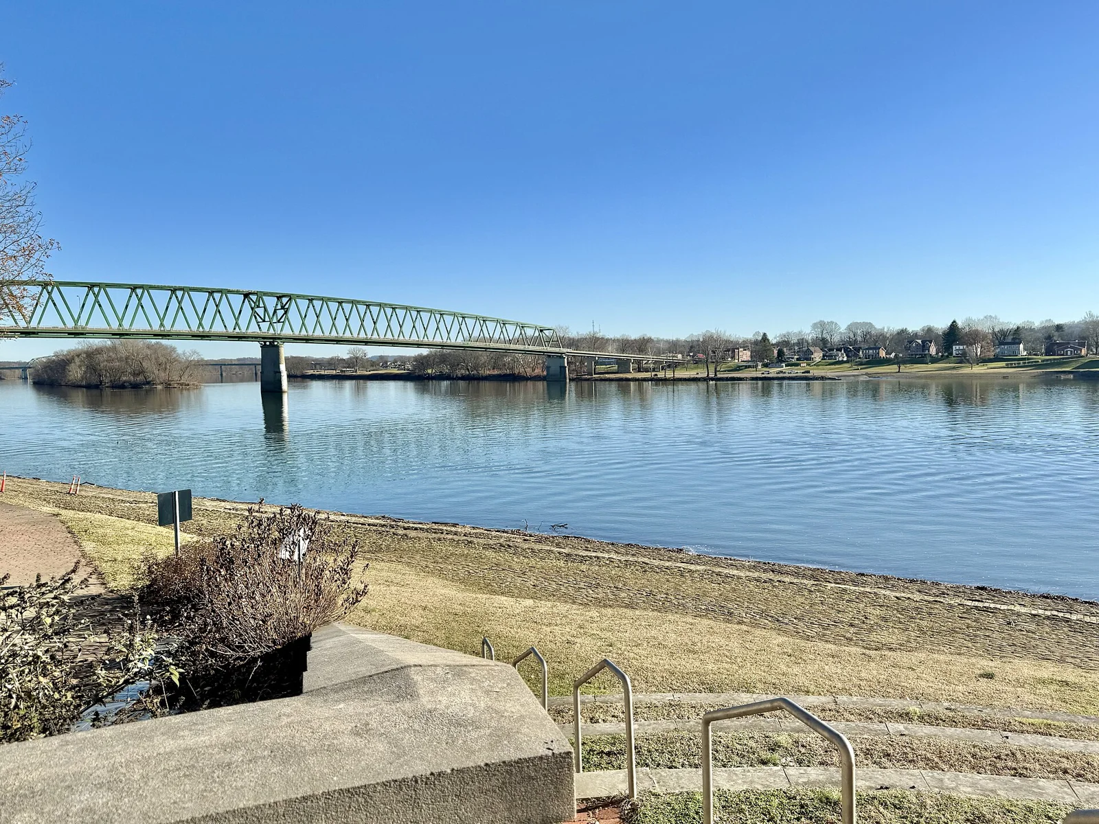 Williamstown Bridge and Ohio River from Marietta Levee, Post Street, Marietta, OH.jpg