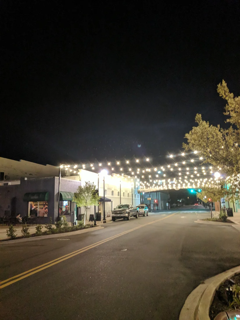 Downtown Hartsville at night