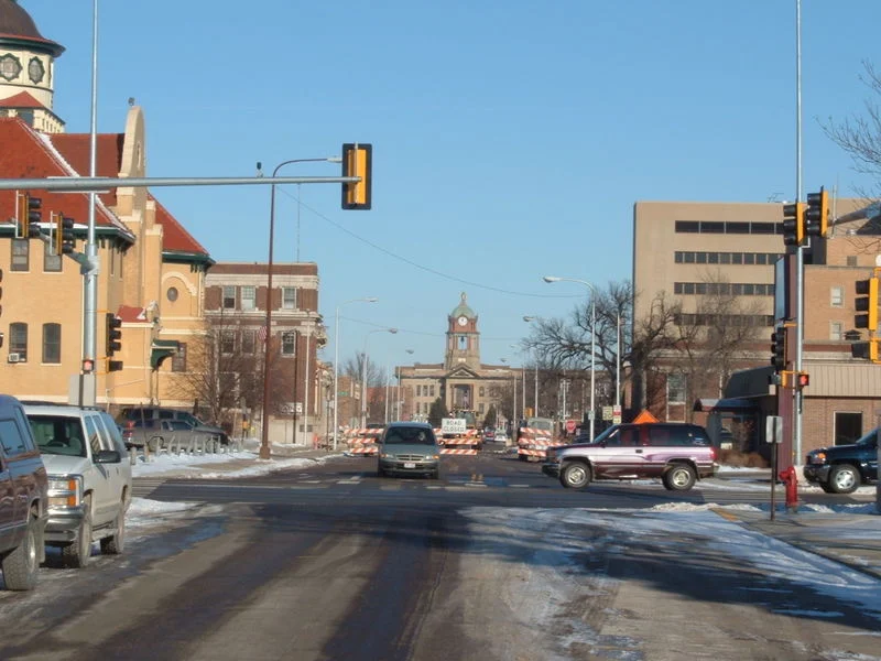 Downtown Aberdeen with the Brown County Courthouse in the distance