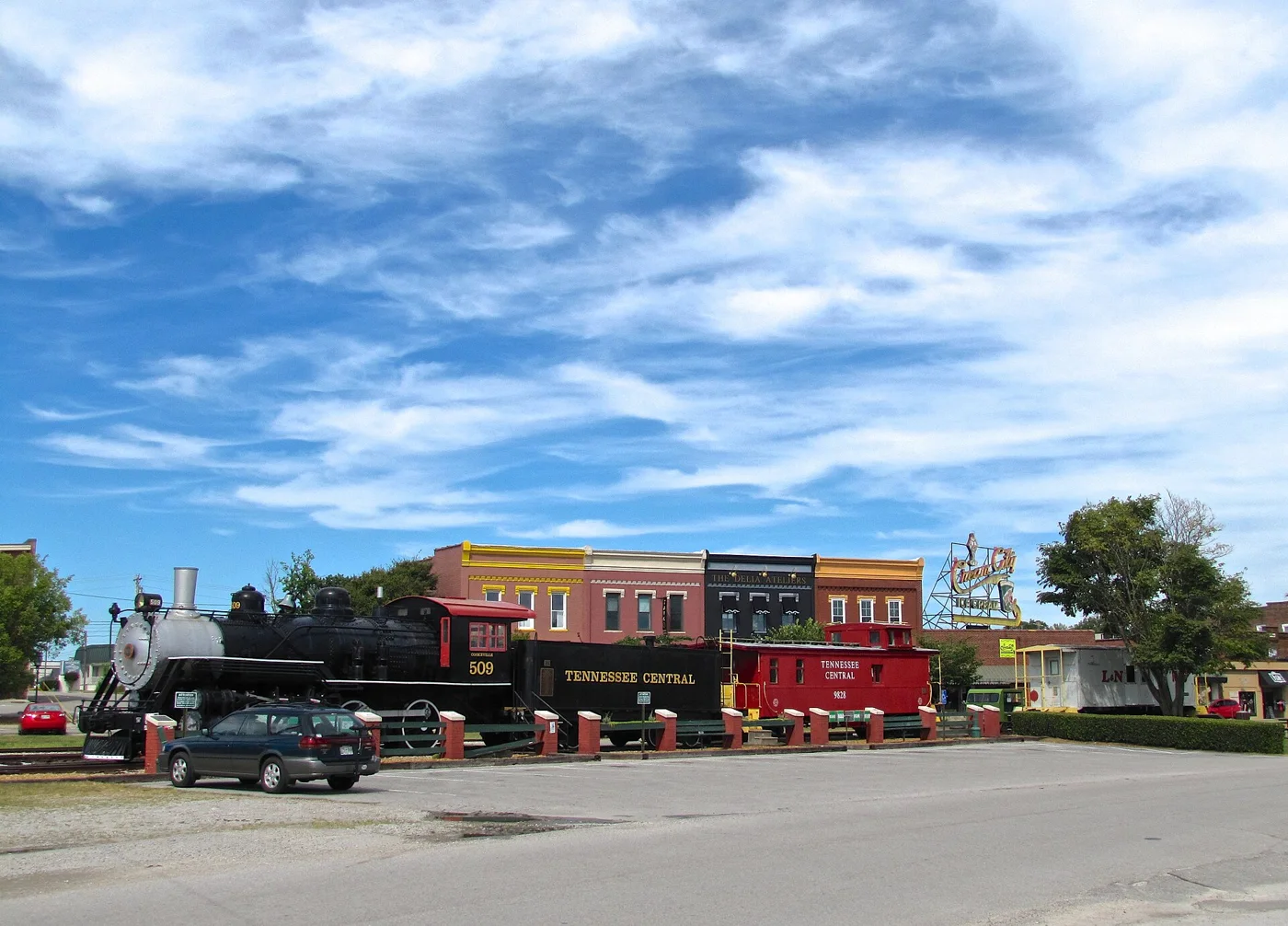 Cookeville Depot and downtown storefronts