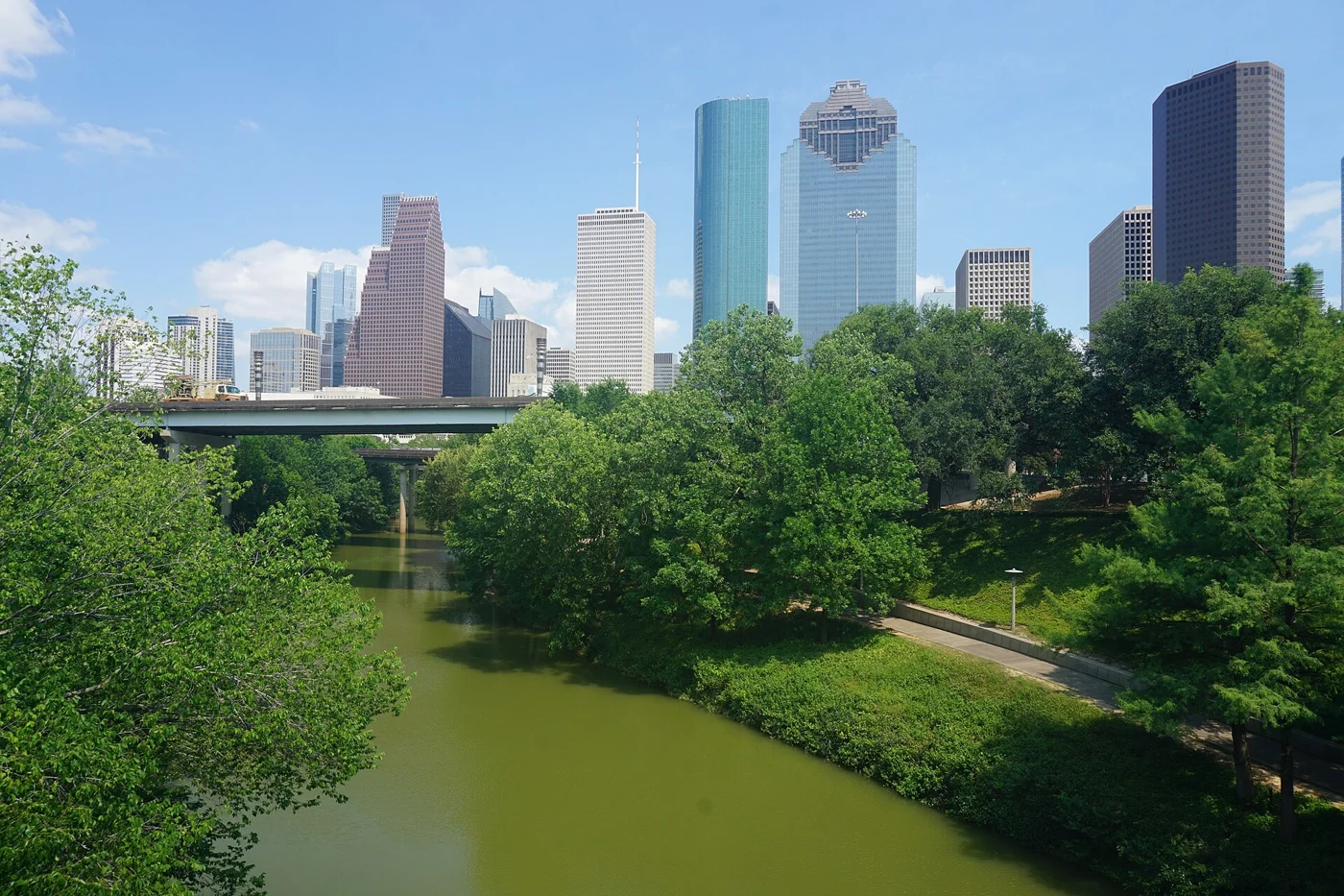 Buffalo Bayou Park and the Houston skyline