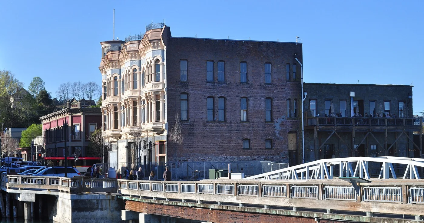 Historic waterfront buildings in Port Townsend, Washington