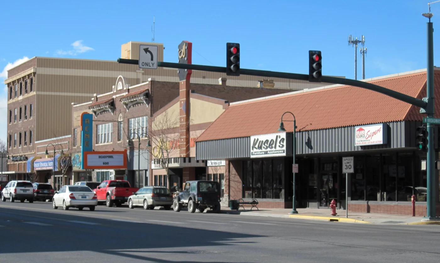 The 300 block of North Main Street in Riverton, Wyoming