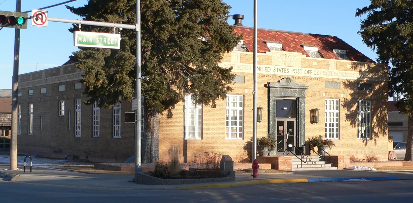 The historic post office in Torrington, Wyoming
